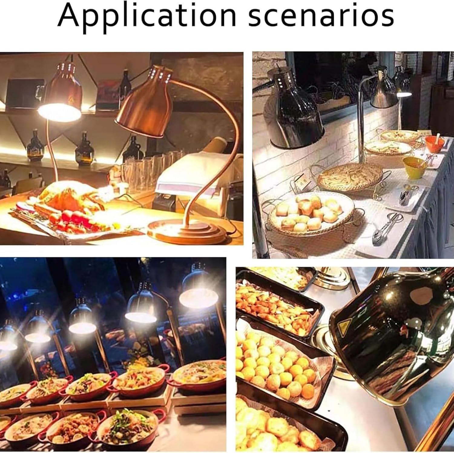 Riscaldamento rapido Lampada riscaldante for Alimenti da Cucina Commerciale a Testa Singola(Gold)