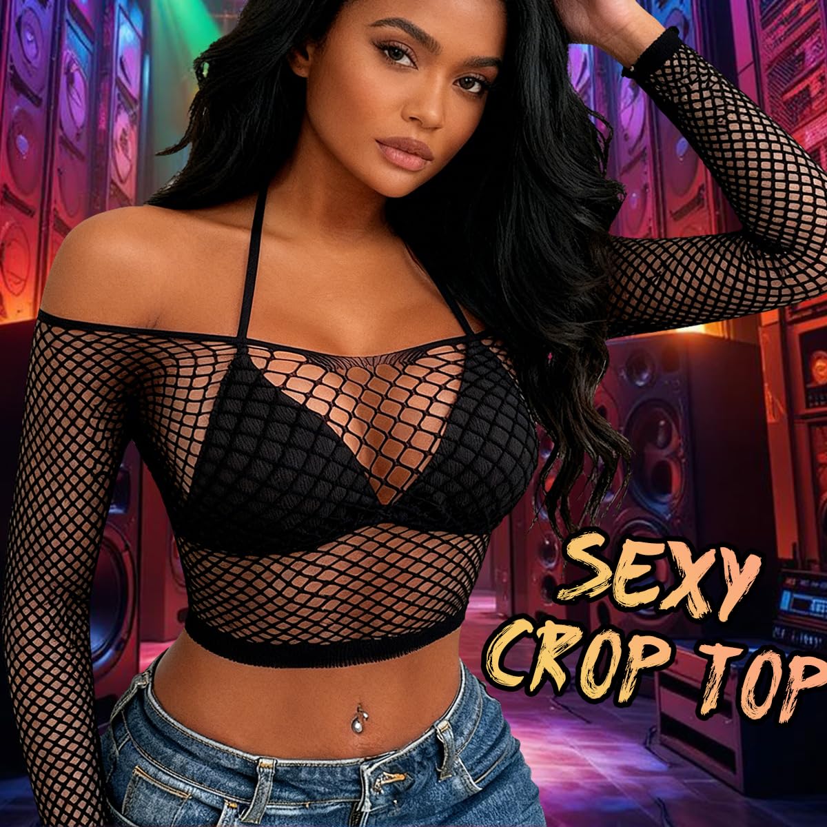 Buitifo Femmes Sexy Cut Out Haut court Lingerie Body en Résille Nuisette Bikini plage Cover