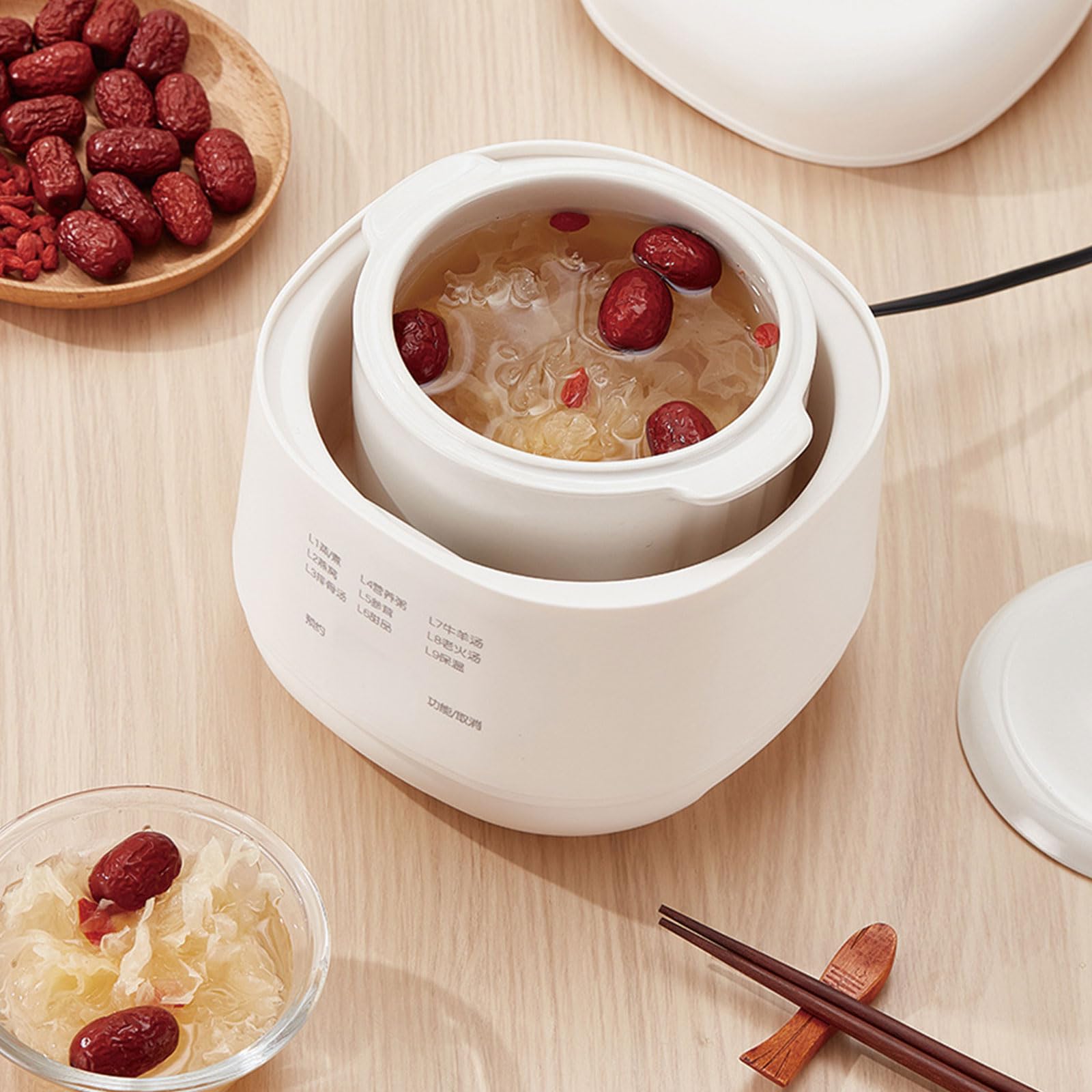 Cuiseur Électrique De Soupe Bouillie Marmites Ragoût en Céramique 1L avec Le Contrôle Petit Lent Approprié À La Cuisson Saine Électrique