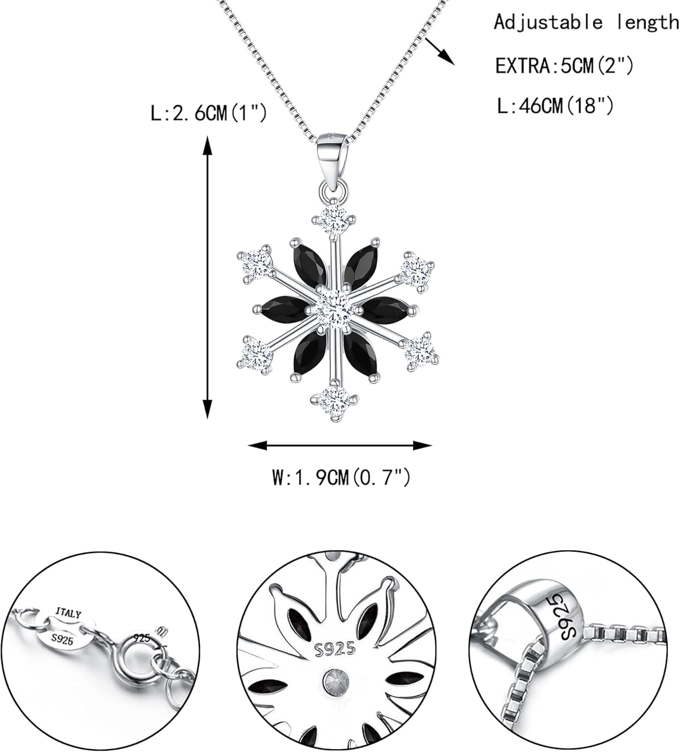 EVER FAITH Snowflake Jewerly Sterling Silver Winter Accessory Sparkle Zircon Snow Flower Pendant Necklace - Image 7