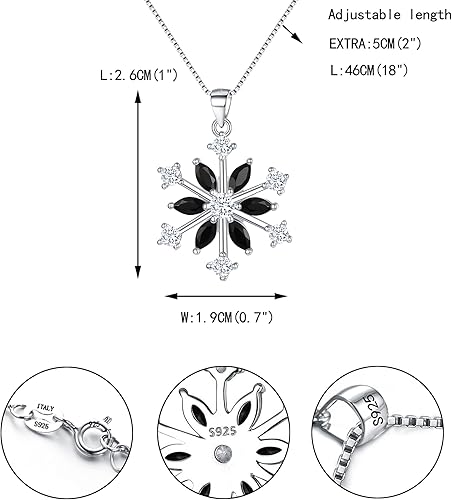 Miniatura 7 de EVER FAITH Collar con colgante de copo de nieve de plata de ley con colgante de flor de nieve y circonita brillante