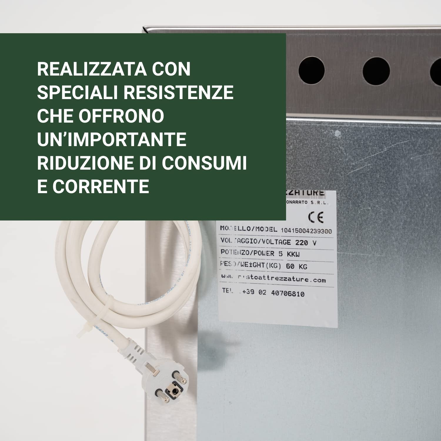 Ristoattrezzature Lavastoviglie Lavabicchieri Professionale - Monofase, con Cesto Quadrato 50x50cm - in Acciaio Inox