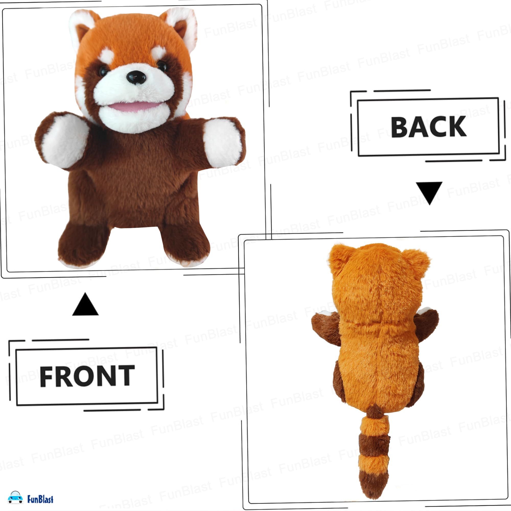 FunBlast Plush Animal Hand Puppets - Soft & Cuddly Animal Figure Puppets for Kids, Storytelling & Role Play, Fun Educational & Learning Toys for Toddlers & Children (Red Panda) 4