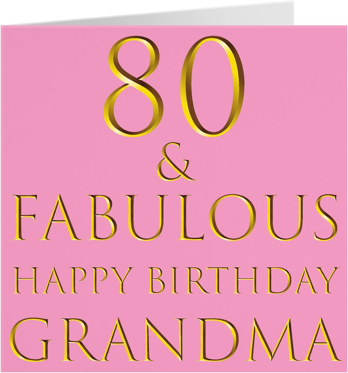 Biglietto di auguri per 80° compleanno per suocera – Happy Birthday – Fabulous at 80 – Pretty Flowers and Butterflies – Formato A5 con busta gialla