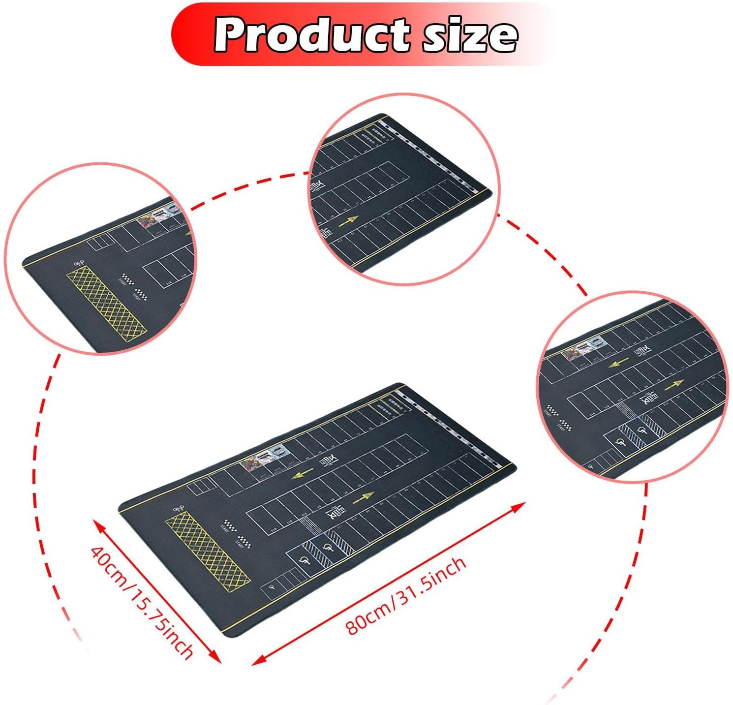 DYNWAVE 1/64 Scale Parking Lot Mat, Non-Slip Parking Lot Mouse Pad, Model Vehicle Scene Display, Mini Car Garage Scene Mat, Rollable Desktop Play Mat, Collectible Gift for Adults & Kids, 40x80cm