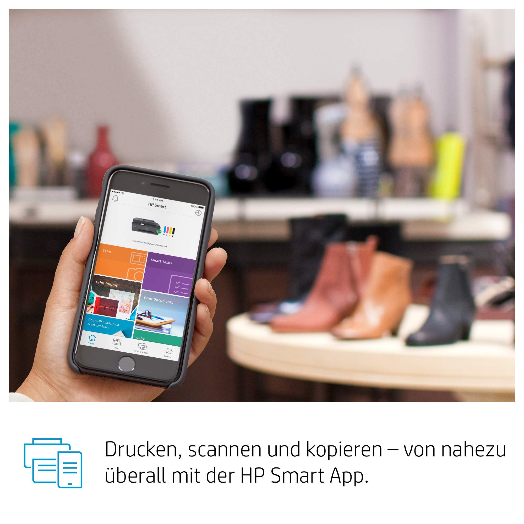 HP Smart Tank Plus 655 Multifunktionsdrucker (Drucker, Scanner, Kopierer, Fax, WLAN, AirPrint, 4-in-1, inklusive Tinte für bis zu 3 Jahre drucken), Schwarz