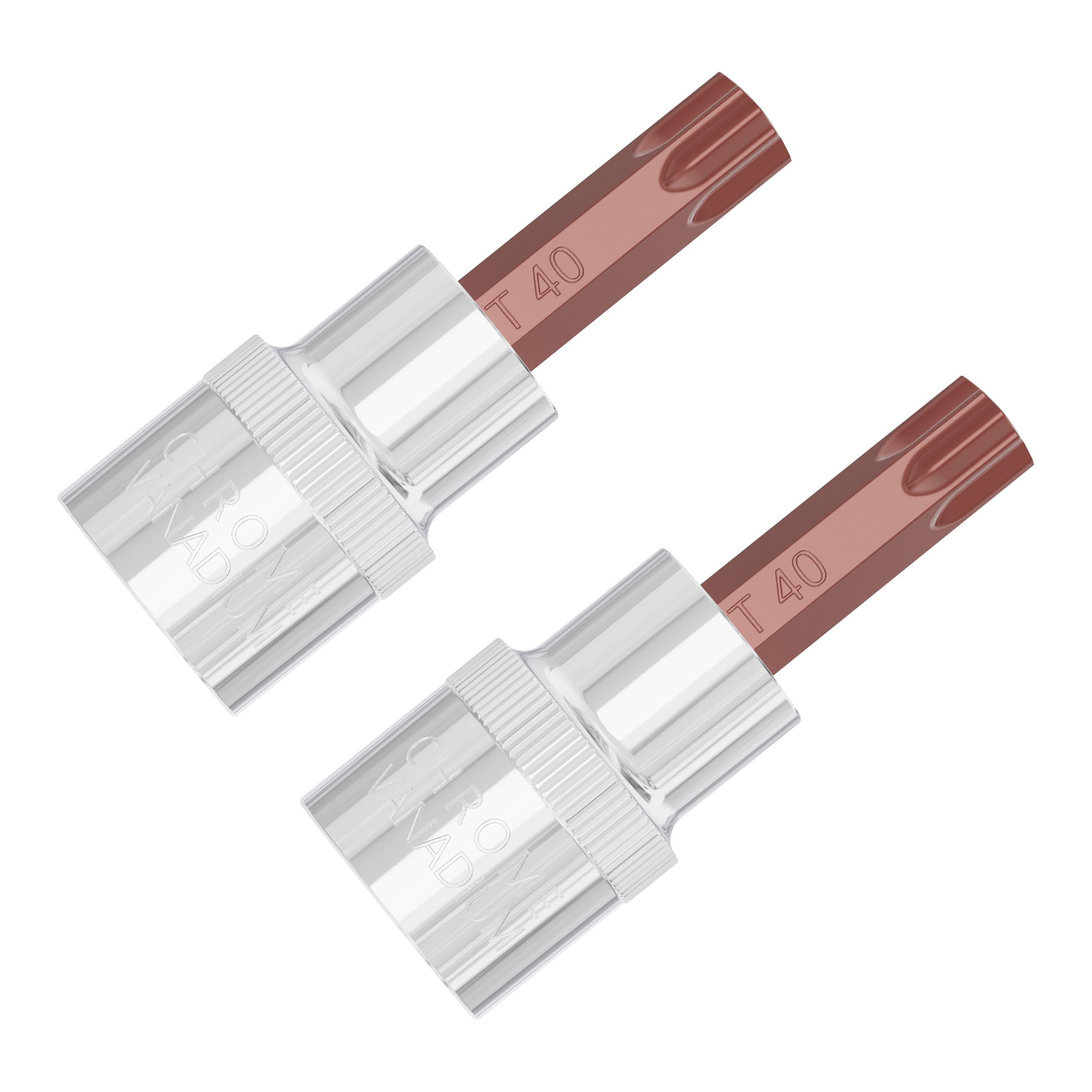 FOCMKEAS 2PCS 3/8" Drive T40 Torx Bit Socket, S2 Steel Bits, Heat Treated CR-V Steel Star Sockets 1.9" Length