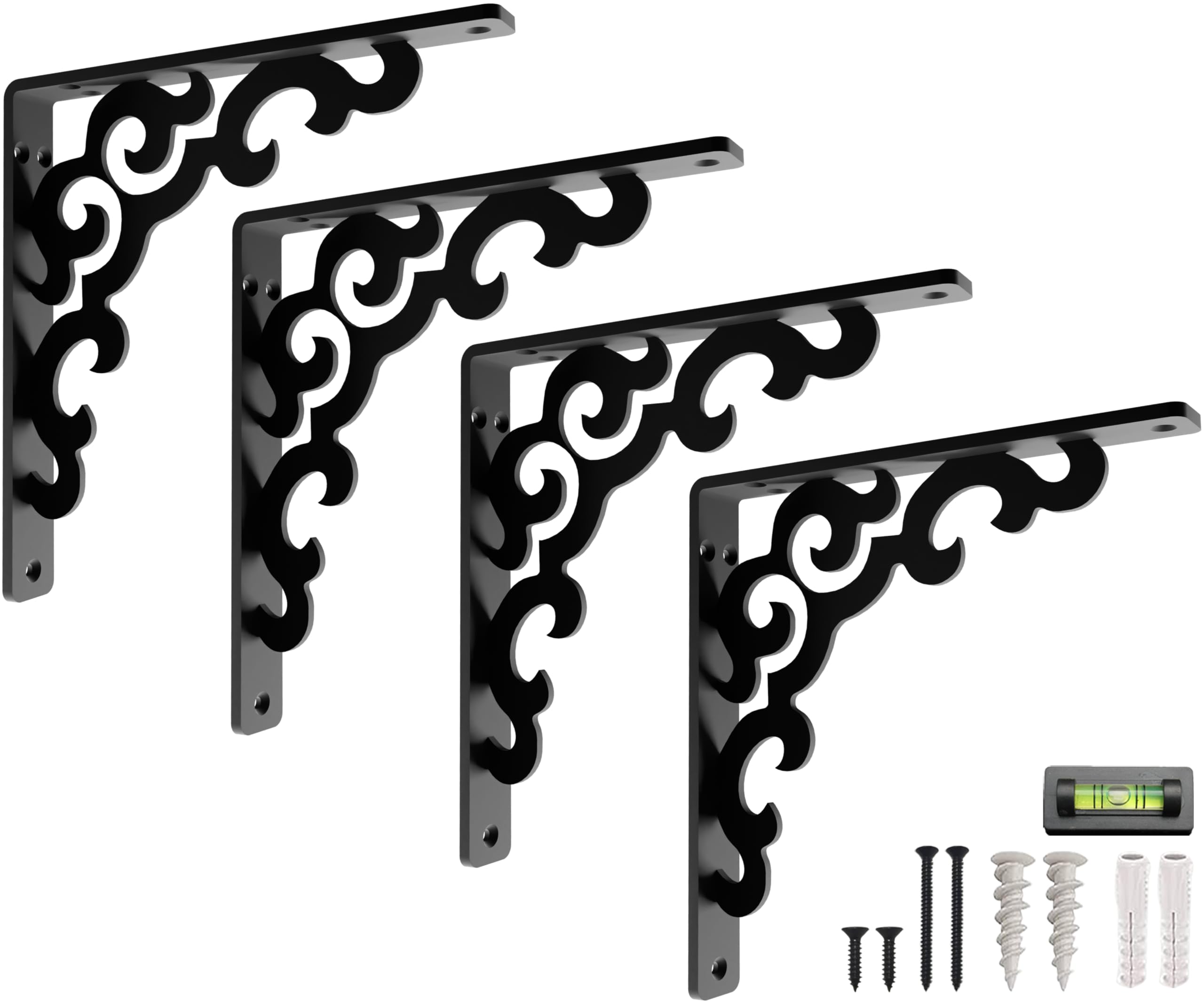 L Brackets for Shelves by Balin Designs for 10 inch -12 Lace Style Shelves – Heavy Duty Decorative Shelf Brackets - Antique Rustic Farmhouse Mantel