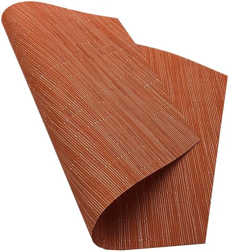 Miniatura 10 de Red-A - Manteles individuales de vinilo tejido para mesa de comedor, duraderos, resistentes al calor, lavables, para mesa redonda, juego de 4, color