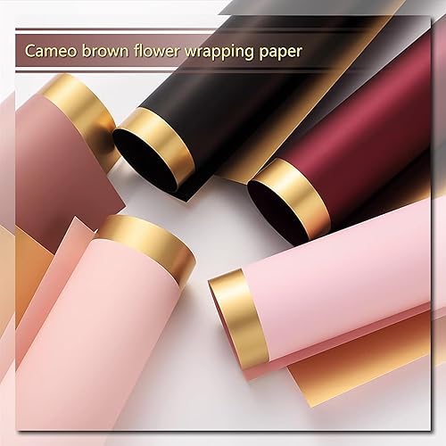 Miniatura 9 de Papel de regalo de flores, 20 piezas de papel de regalo dorado y morado, impermeable, suministros de ramo para envolver flores, papel de envolver