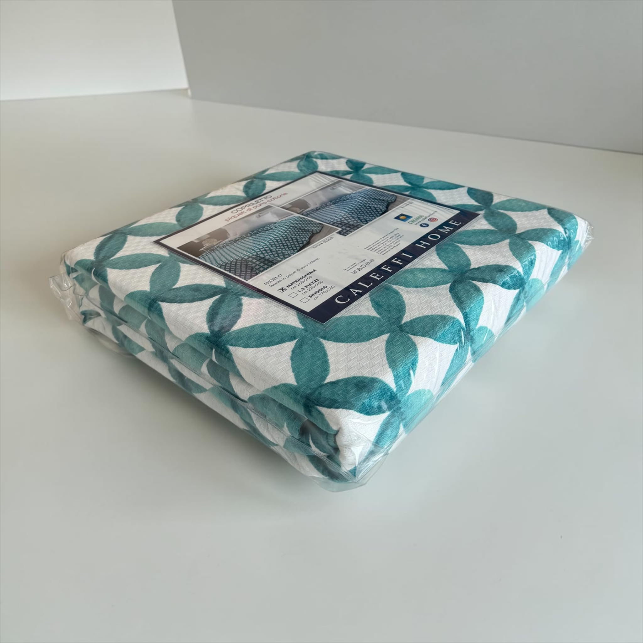 Caleffi Copriletto Matrimoniale Piquet Phoenix 260x260 in 100% Cotone Acqua