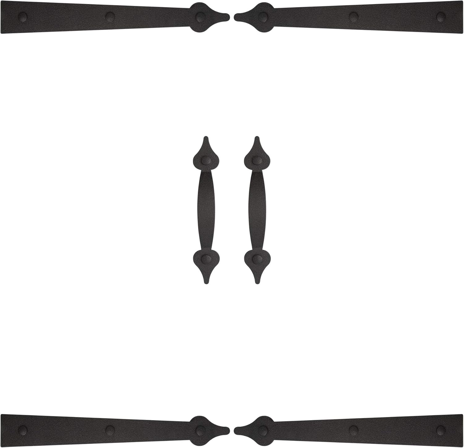 HILLMASTER Decorative Magnetic Garage Door Hinges Hardware, 12 Pieces Garage Door Accents Attractive Curb Appeal Faux Gate Hinges Handles Decor Hardware Kit, Black