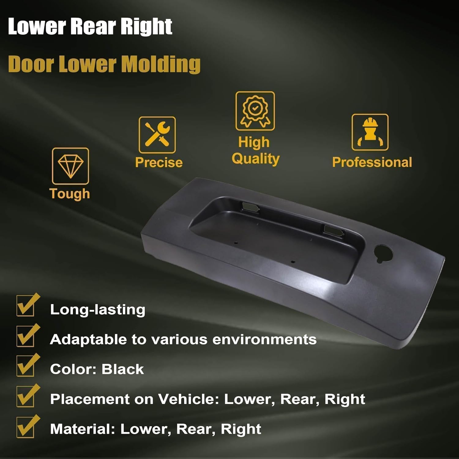 GXARTS Black Right Side Rear Door Molding KK3Z99425B28BC Compatible with Ford Transit 2015-2019