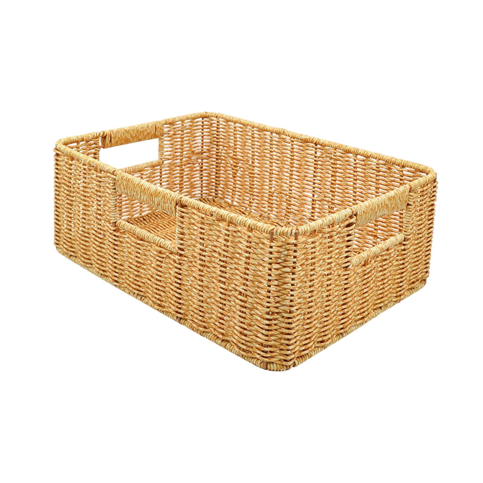 Hlhlh Light 38X26x13cm Rattan Basket Multipurpose Woven Storage Bread Sundries For Toy Countertop(Light 38X26x13cm)