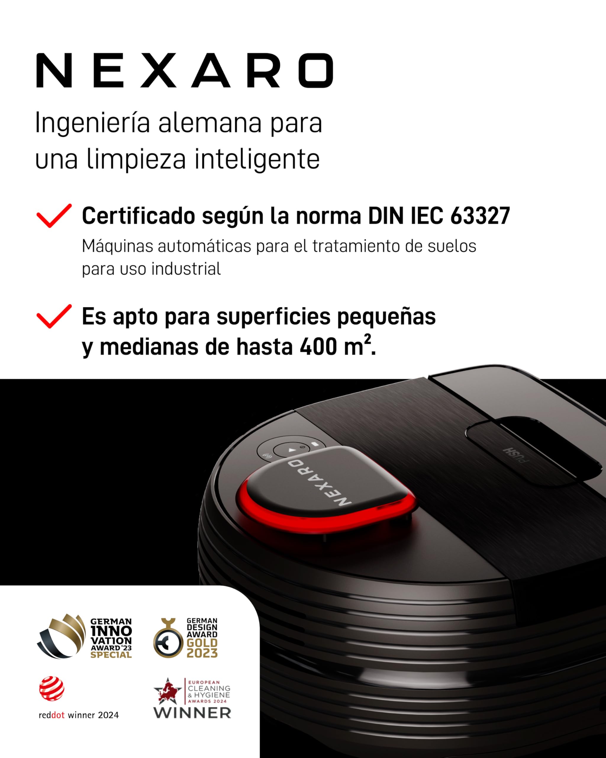 Robot Aspirador NR 1500 para Limpieza de Suelos – Vacuum Cleaner con Licencia HUB 36 Meses, Certificado TÜV y Filtro HEPA – para 400m² y 250 min de autonomía – Ideal para Uso Comercial