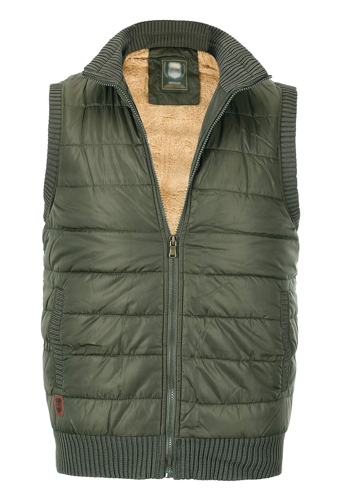 Spanye Chaleco casual acolchado para hombre, con cuello alto, talla grande, abrigo, sin mangas - verde - XX-Large