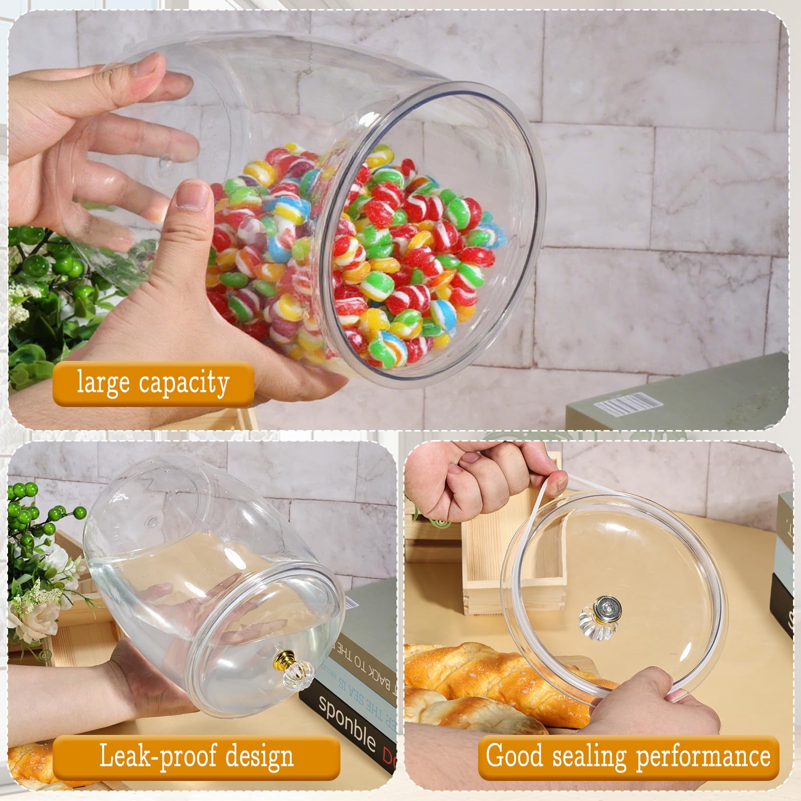 YEXEXINM 2 tarros de galletas con tapa hermética, 3.8 L + 2.2 L, tarros de almacenamiento de plástico transparente con etiquetas, recipiente grande para dulces de cocina, café, azúcar, harina de avena