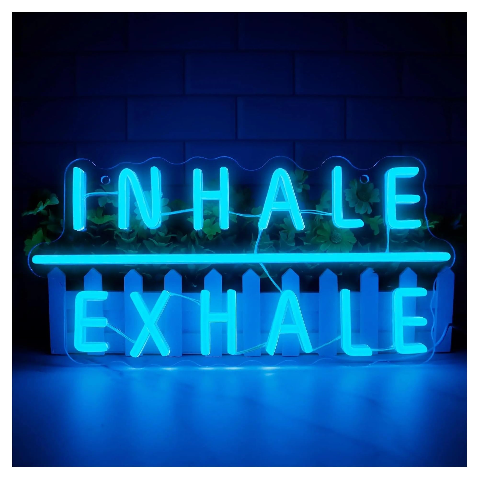 RONGCH Hanging Art Neon Signs Inhale Exhale Neon Sign Supplies Motivational Wall Art, Light for Pilates Spa Yoga Studio Bedroom Gym 40x19.5cm