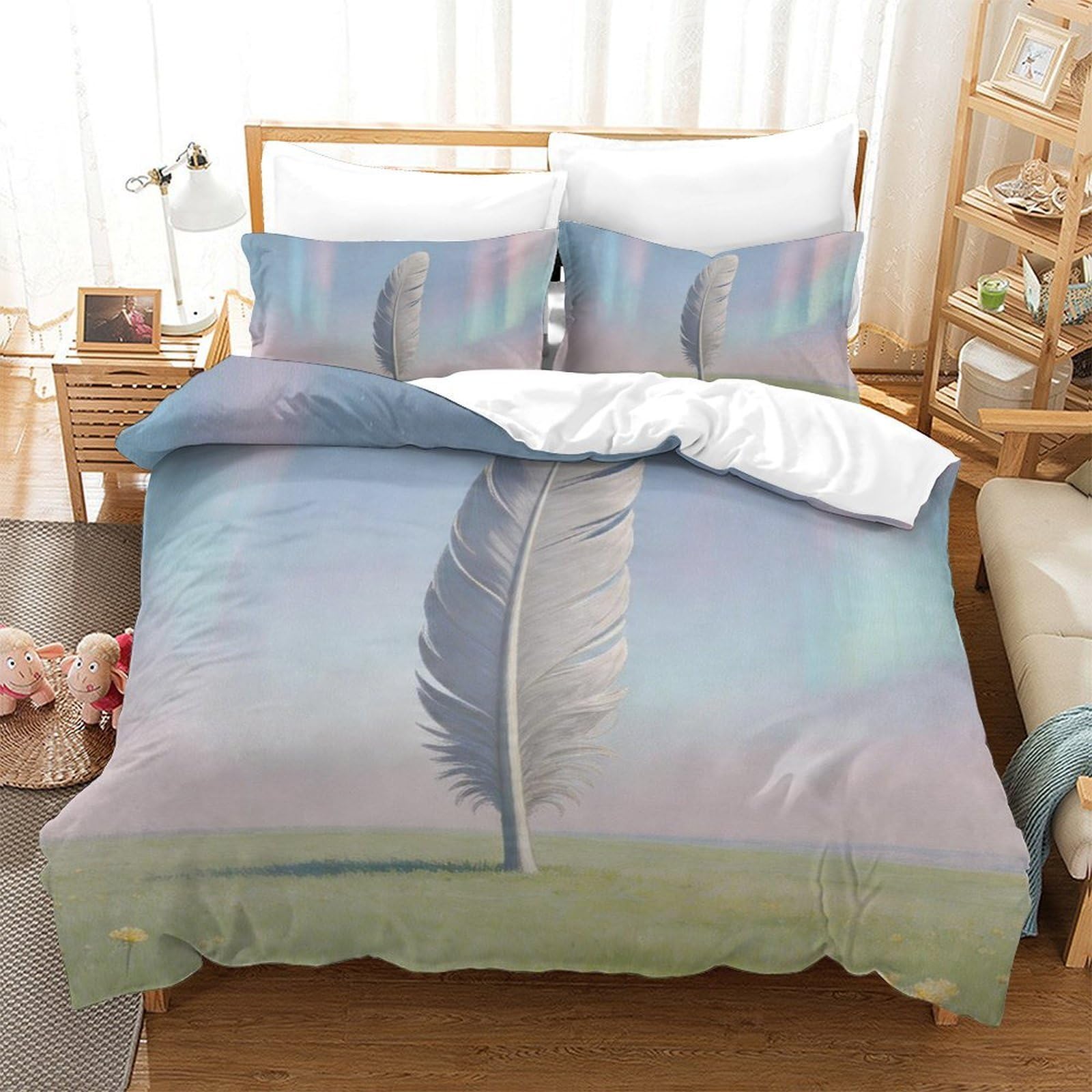Housse de couette plume respirante anti-transpiration pour grand lit adulte 220x240