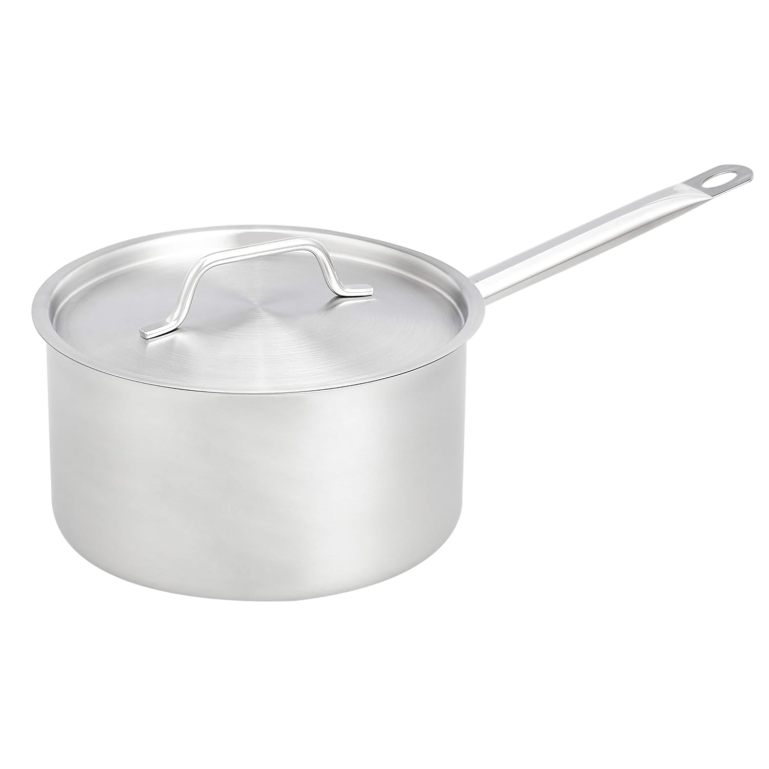 AmazonCommercial 6 Qt. Stainless Steel Aluminum-Clad Straight Sided Sauce Pan with Cover