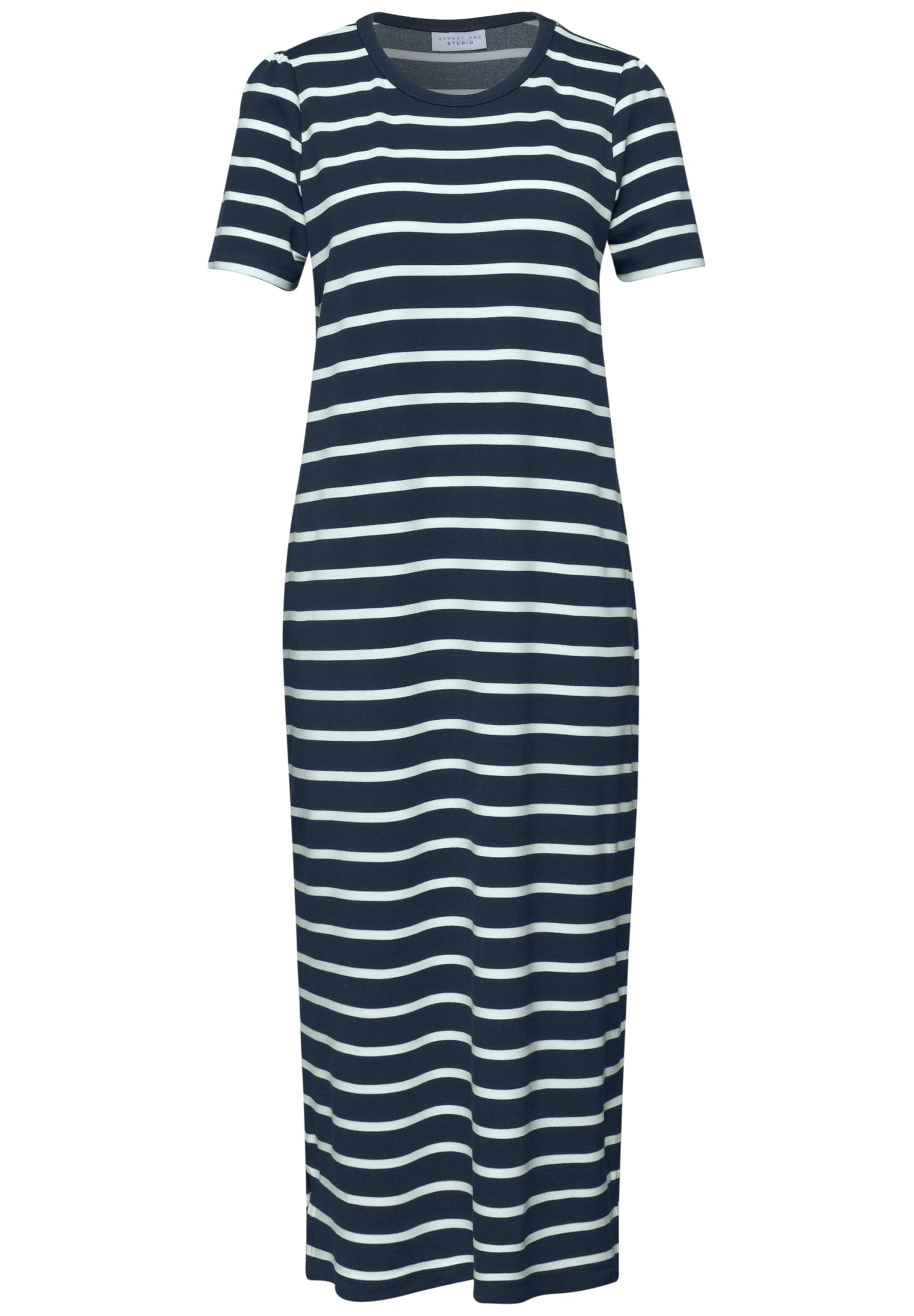 Street One Studio Damen 1409282 Midi-Kleid mit Puffärmeln und Streifen (1er Pack)