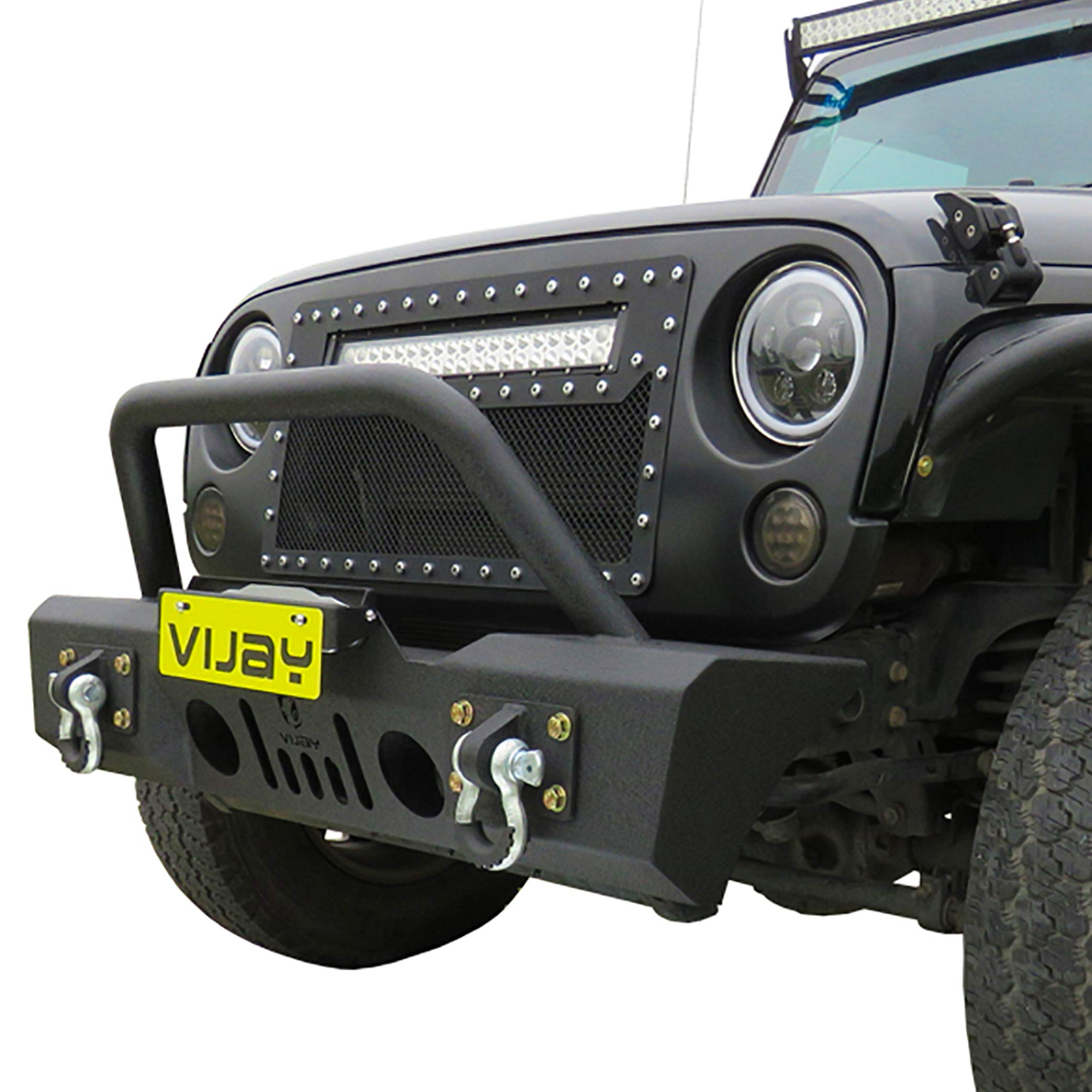 Tioyar FlipUp License Plate Holder for Winch Black for Wrangler TJ YJ