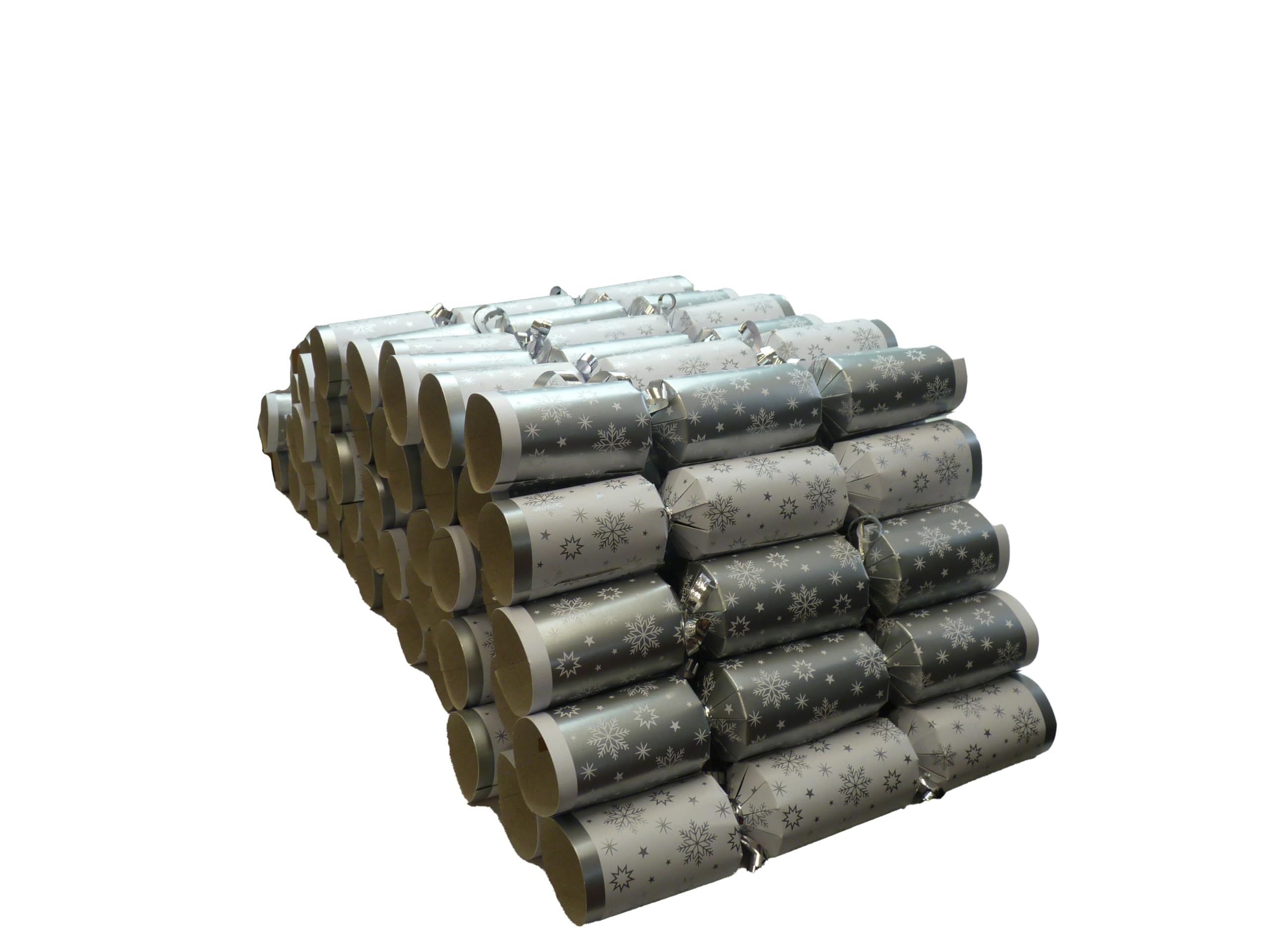 Thompson Cooper Ltd - 50 Silver snowflake 10" Christmas Crackers Catering New Year Party Bulk Xmas
