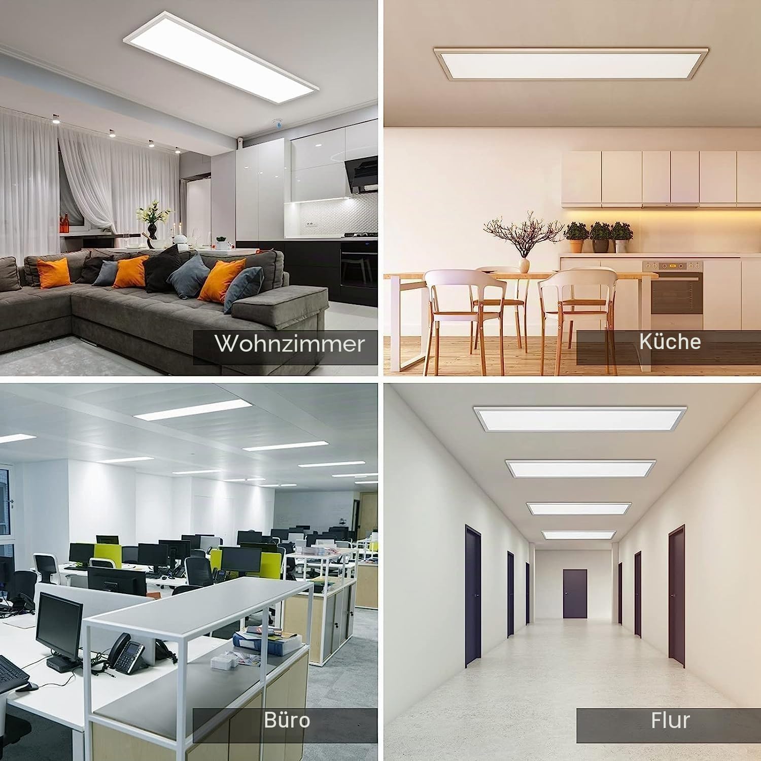 Dimmbar LED Deckenleuchte Panel 120x30 cm mit Fernbedienung, 2 Stück, 40W 3200LM Deckenlampe Starkes Licht, Warm/Natur/Kalt Weiß Licht Ultra Dünne Flach Beleuchtung für Büro Werkstatt Wohnzimmer