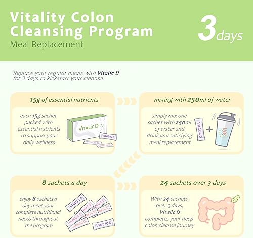 Miniatura 5 de Vitalic D, programa de limpieza de 3 días y apoyo a la salud intestinal | Bebida en polvo desintoxicante a base de plantas para restablecimiento