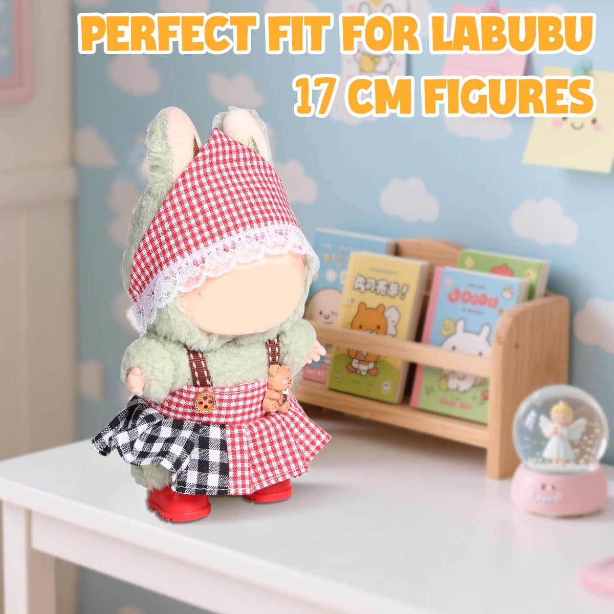AICase - Tenue Au Crochet Pour Poupée Labubu 17 Cm - Ensemble 3 Pièces (haut, Chapeau, Accessoire) - Fait Main, Kawaii