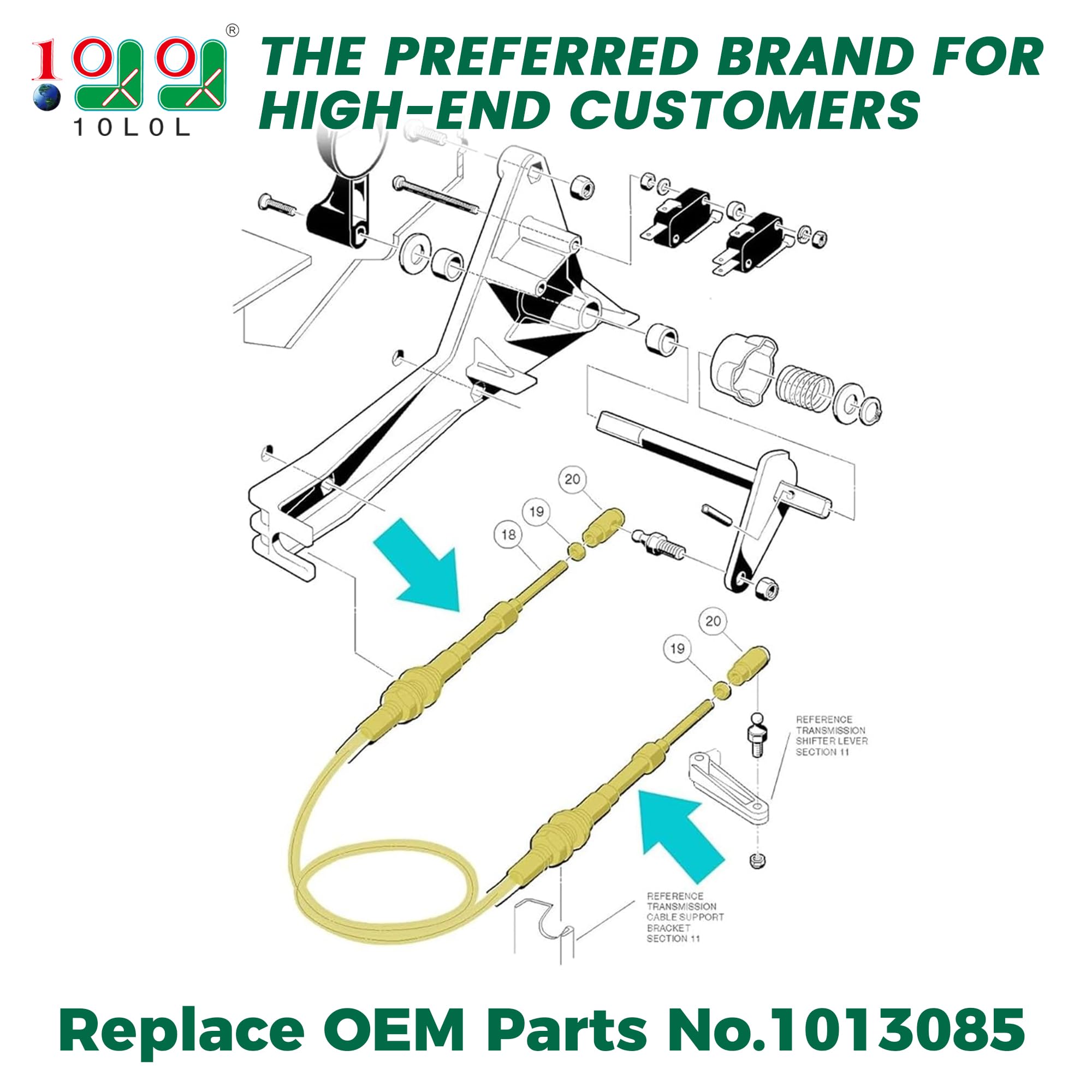 10L0L 63 Inch Transmission Shift Forward Reverse Cable for Club Car DS Gas Golf Cart 1984-1997, Replace OEM 1013085