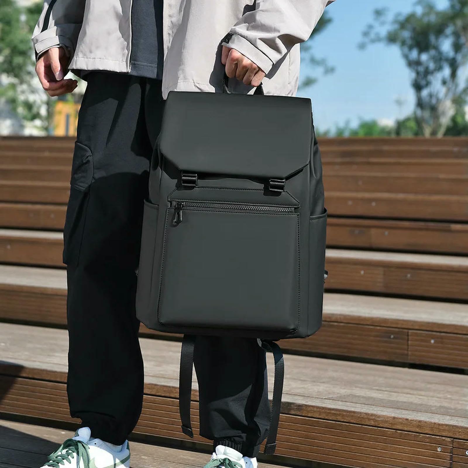 Zaino Porta pc da Lavoro per Uomo Urbano alla Moda Laptop Multifunzione di Grande capacità La Scuola-grigio-16,5 Pollici