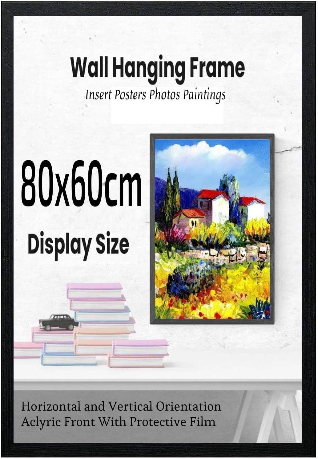 Modern Picture Holder 80x60 cm Large Classic Black Durable MDF Poster Frame with Clear Acrylic Protection – Wall Display for Photos, Artwork & Prints — image 1