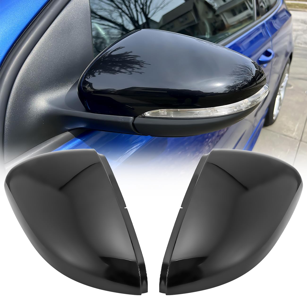 GEARMONSTER Copri specchietti retrovisori auto, custodia per specchio retrovisore, copertura per specchio laterale sostitutiva compatibile con VW Golf Mk6 2009-2013 Nero lucido