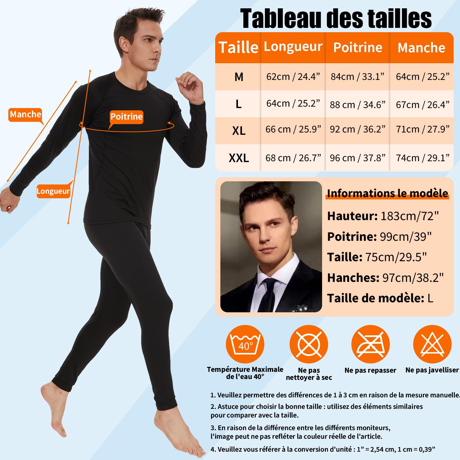 Kiiwah Haut Thermique Homme Maillot de Corps à Manches Tee Shirt Manche Longue sous-Respirante sous Vetement Thermique Chauds