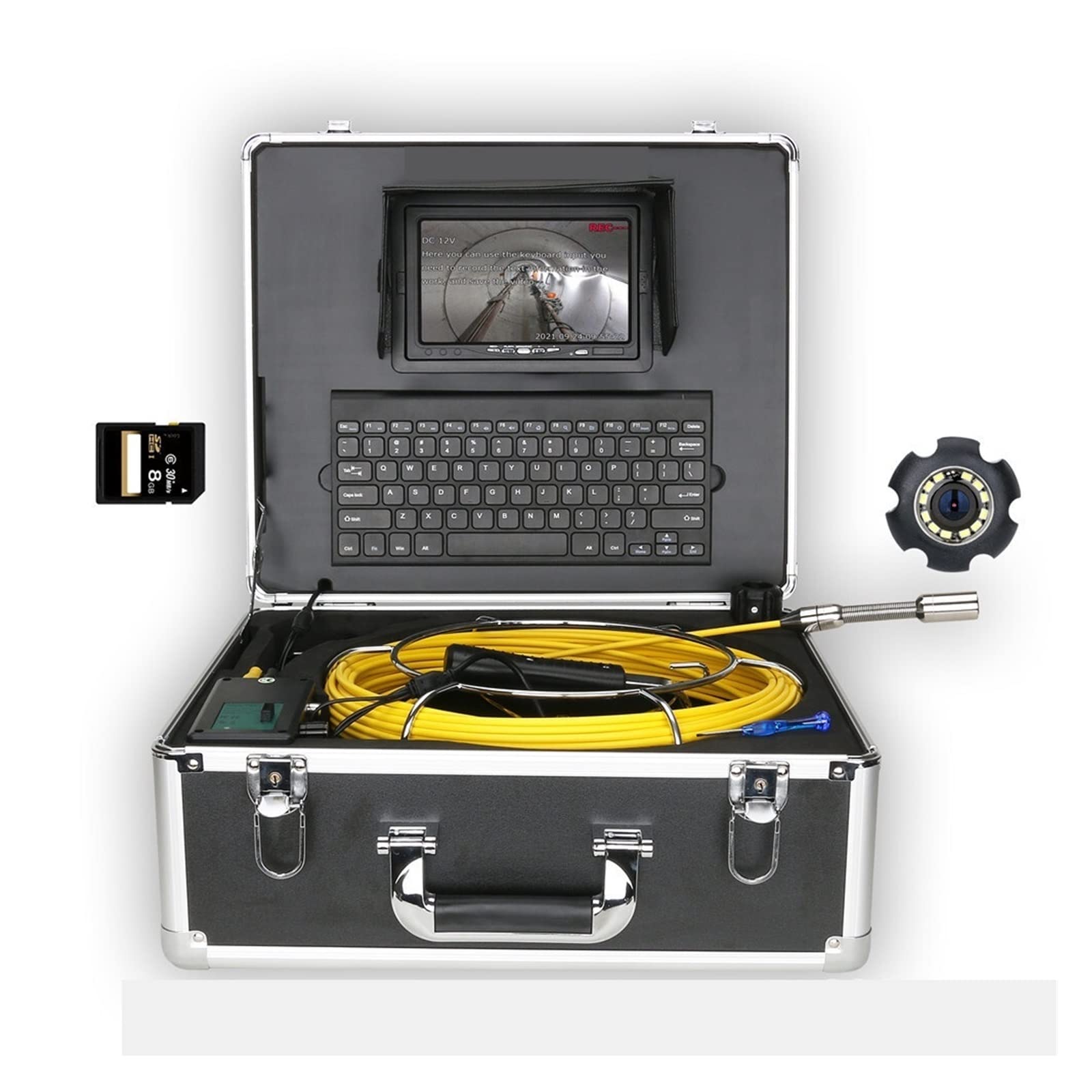 LNHHG Sewer Camera, Pipeline Inspection Camerawith Wireless Keyboard Function Detector Pipeline Inspection Camera Endoscope 7-inch Locator