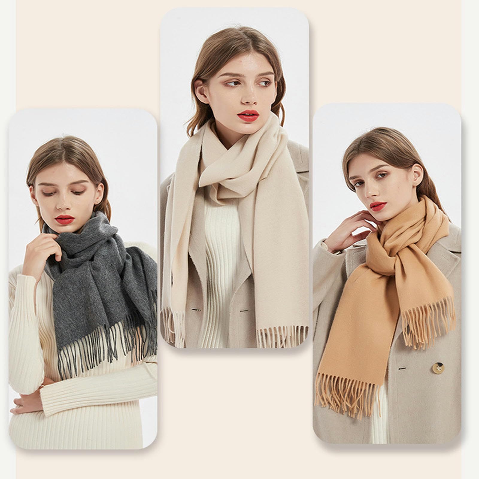 Sciarpa Donna Sciarpa da Donna in Lana Premium - Sciarpe E Impacchi per Donne Autunno Inverno, Sciarpa Rossa Spessa E Accogliente Sciarpa-rosso-32 * 180 Cm