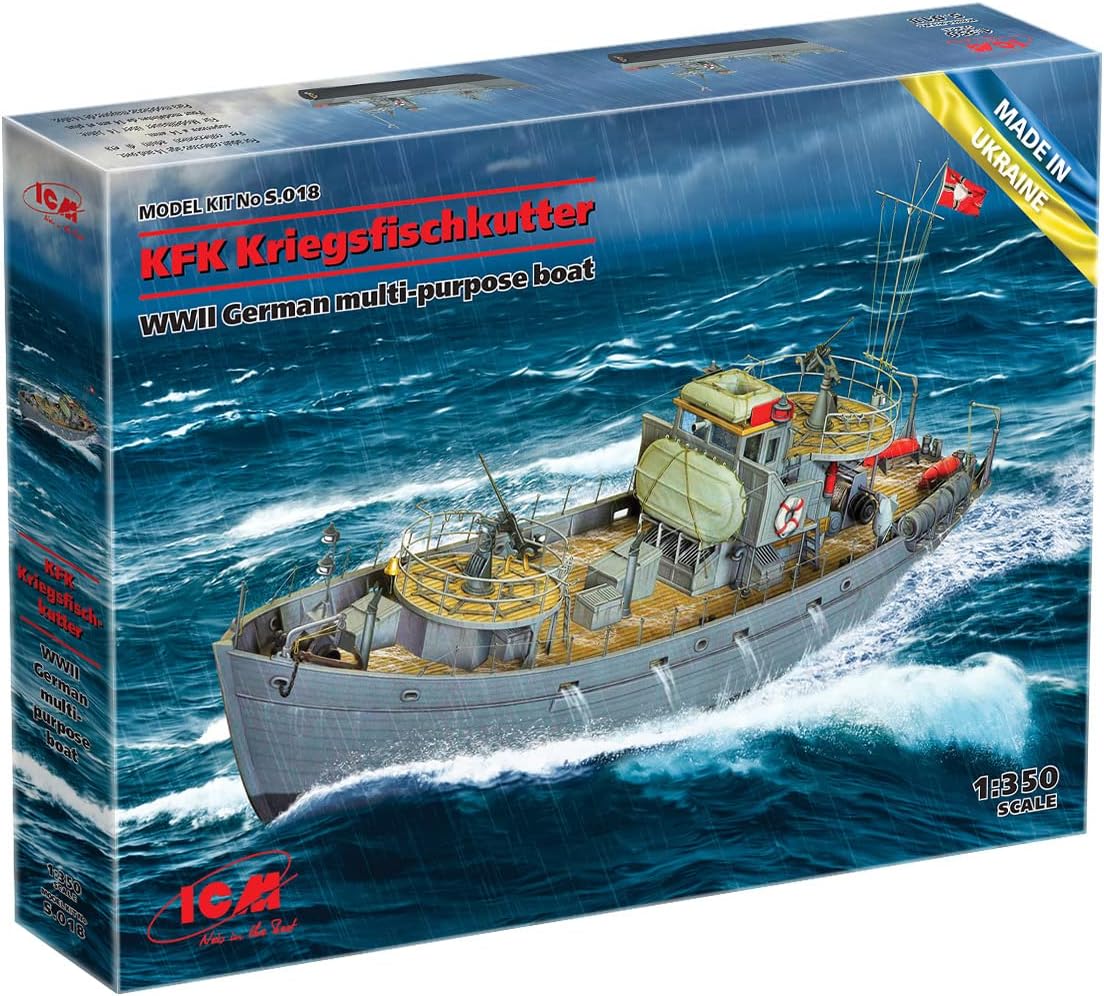 ICM S.018 - Boat Model KFK Kriegsfischkutter, Plastic Millitary Ship WWII German Multi-Purpose Boat - Scale 1:350