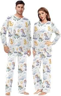 Par matchande pyjamasset, söt dinosaurie, Stegosaurus himmel hans och hennes pyjamasset, gåvor för par