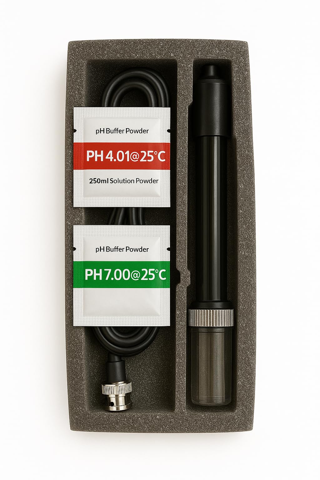 Sonda electrodo de pH con BNC, Sobres de Calibración 3 m de Cable