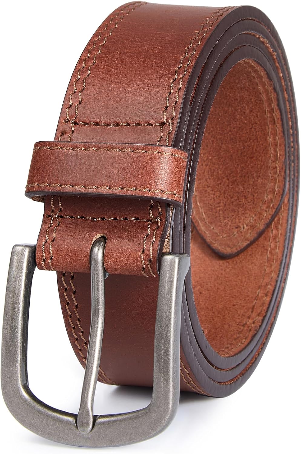 Men's Full Grain Leather Belt for Everyday Casual Jeans, 1.5" Handmade Men Leather Belts with Gift Box