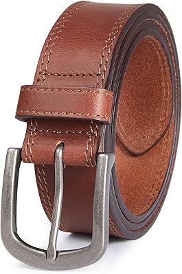 Men's Full Grain Leather Belt for Everyday Casual Jeans, 1.5" Handmade Men Leather Belts with Gift Box