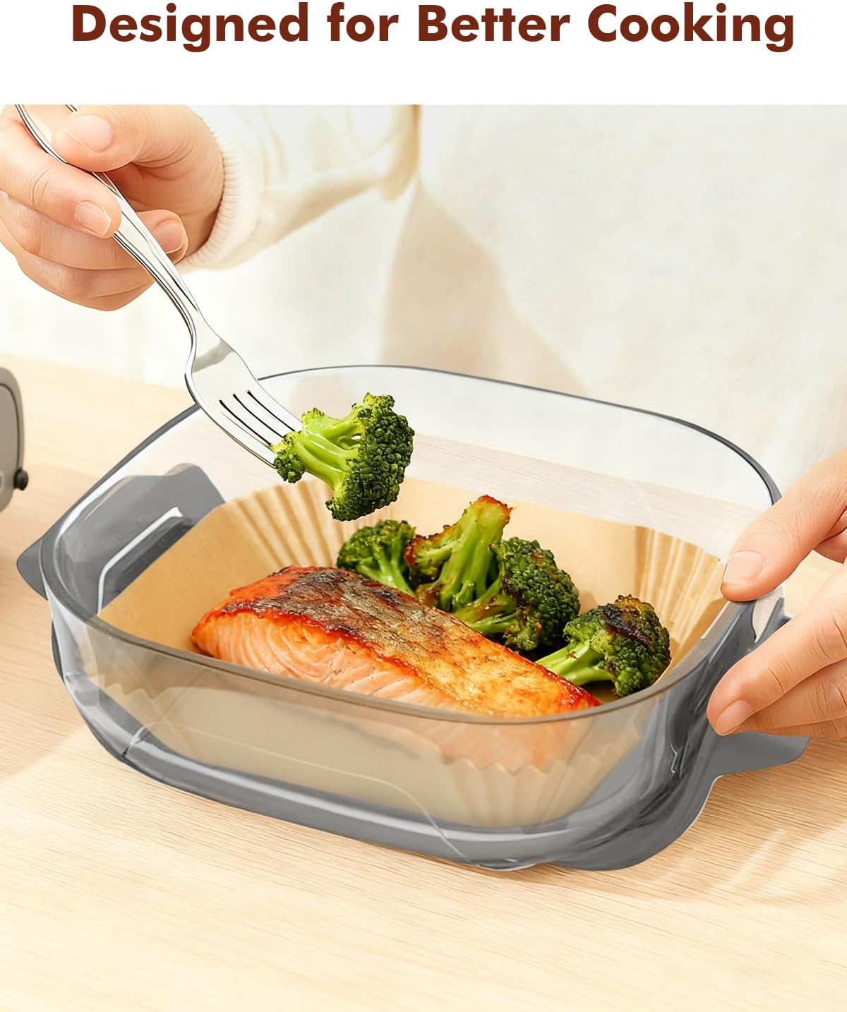 Air Fryer Liners for Ninja Crispi Pro - 200 Pcs (100 Large + 100 Small) Disposable Non-Stick Parchment Paper Liners for Ninja Crispi Pro 6-in-1 Glass Air Fryer Cooking System