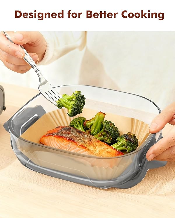 Air Fryer Liners for Ninja Crispi Pro - 200 Pcs (100 Large + 100 Small) Disposable Non-Stick Parchment Paper Liners for Ninja Crispi Pro 6-in-1 Glass Air Fryer Cooking System by Tiga - Image 6