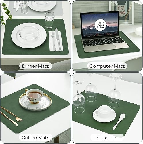 Miniatura 7 de Juego de 6 manteles individuales de piel sintética, resistentes al calor, reversibles, impermeables, lavables, para fiestas en casa, exteriores,