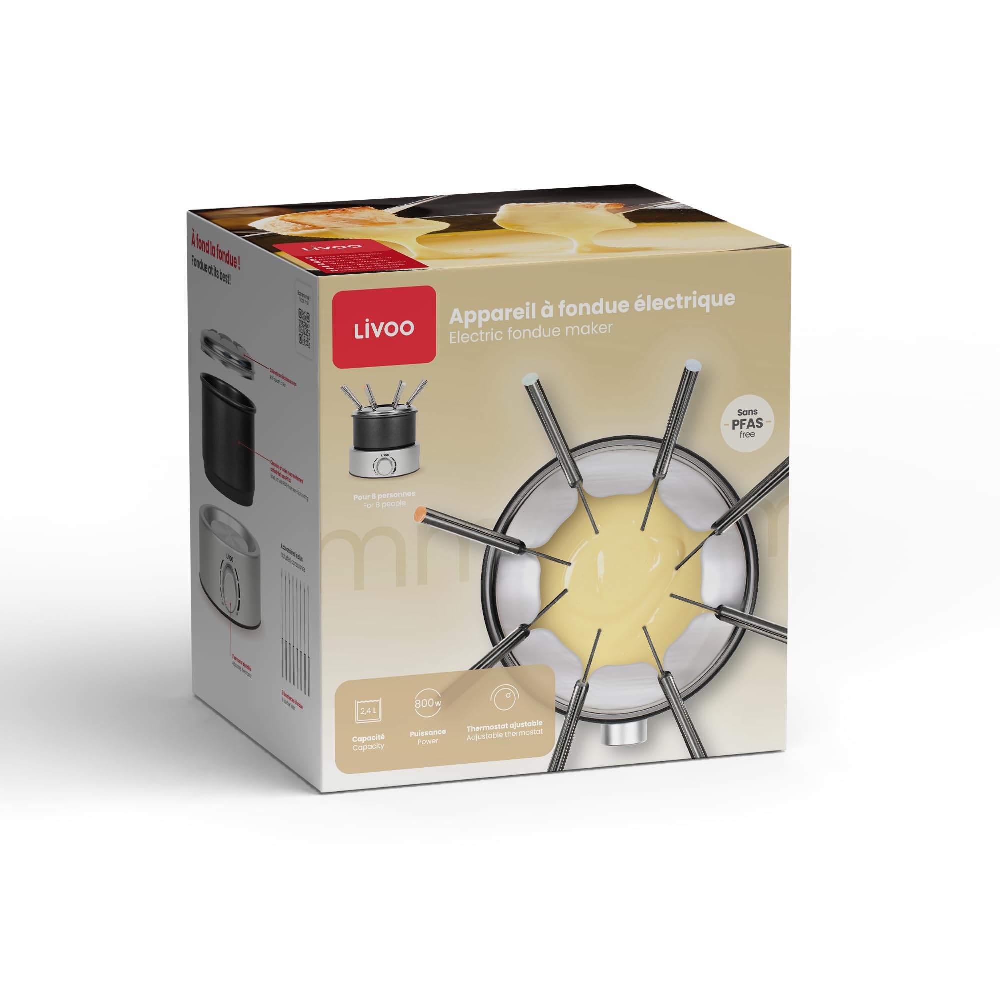 Livoo DOC333 Elektrisches Fondue-Gerät 800 W 2,4 l 8 Personen Schwarz