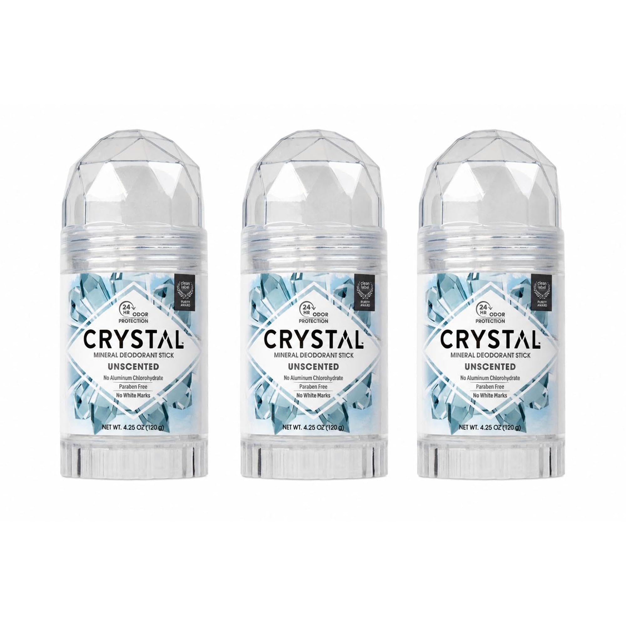 Crystal Mineral Deodorant Stick, Unscented 4.25 oz (Pack of 3)
