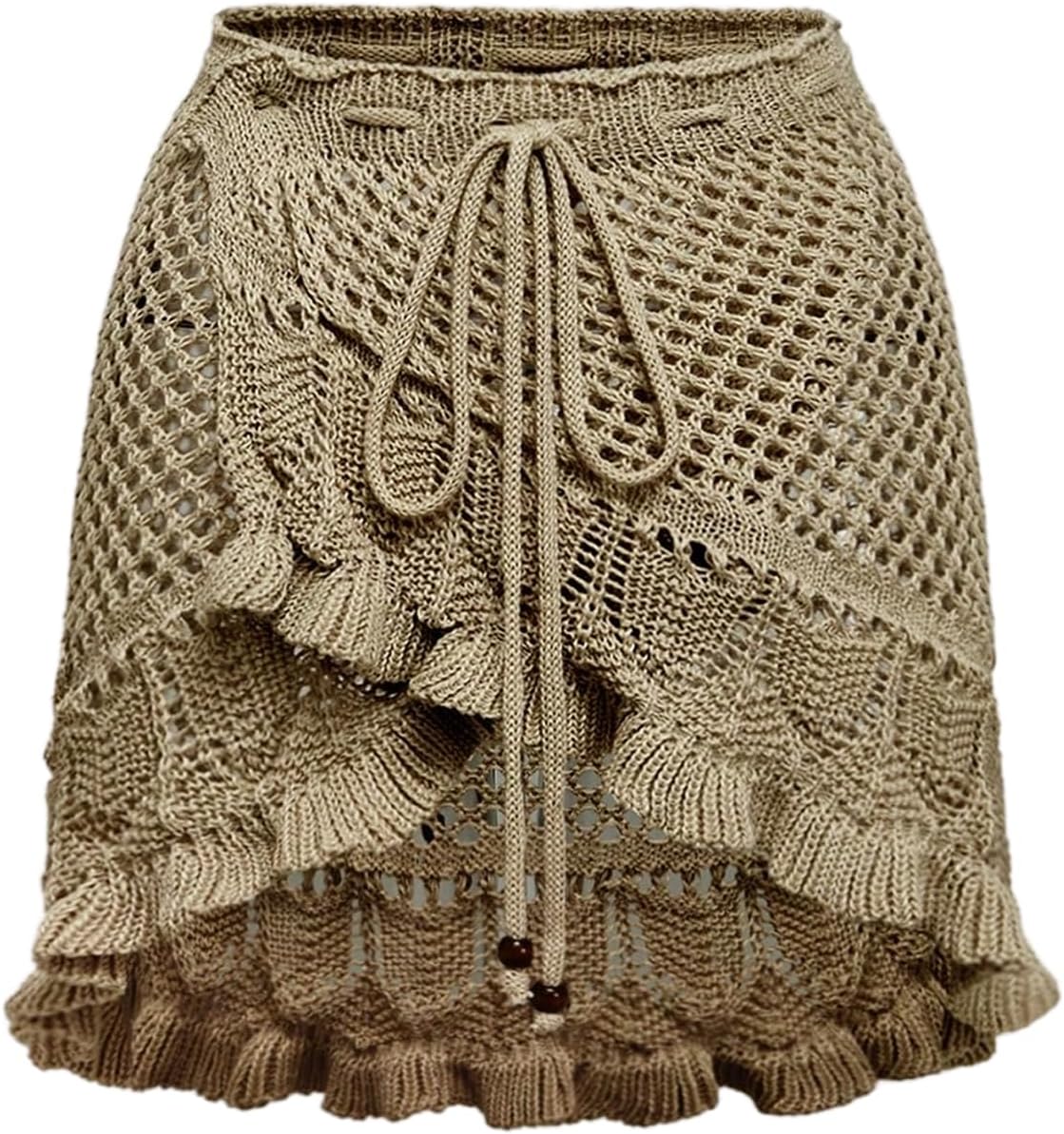 SHENHE Women's Crochet Beach Wrap Skirt Coverups Hollow Out Knit Swimsuit Cover Up
