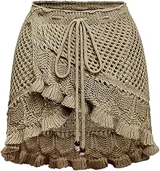 Saída de praia feminina de crochê, saída de praia vazada, saída de praia