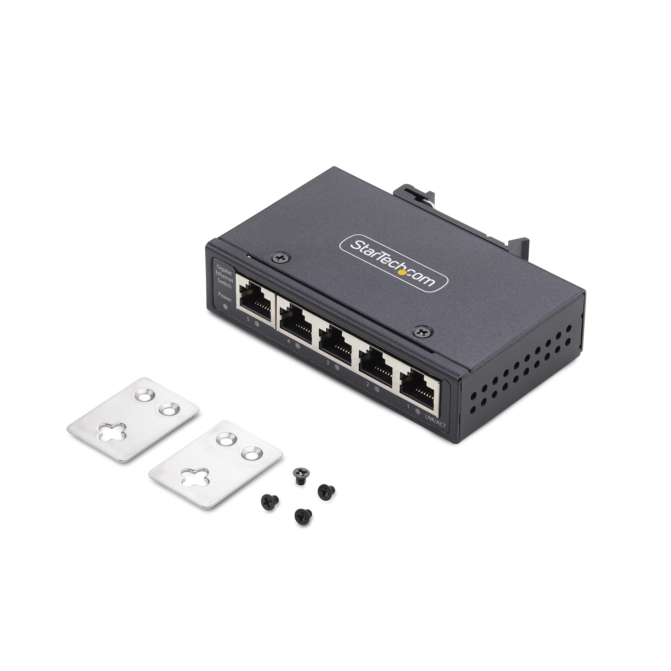 StarTech 5-Port Industrie Netzwerk Switch (I51G-ETHERNET-SWITCH) | Hutschiene und Wandmontage, Gigabit LAN, 1Gb, IP30, 9-60 VDC, lüfterlos